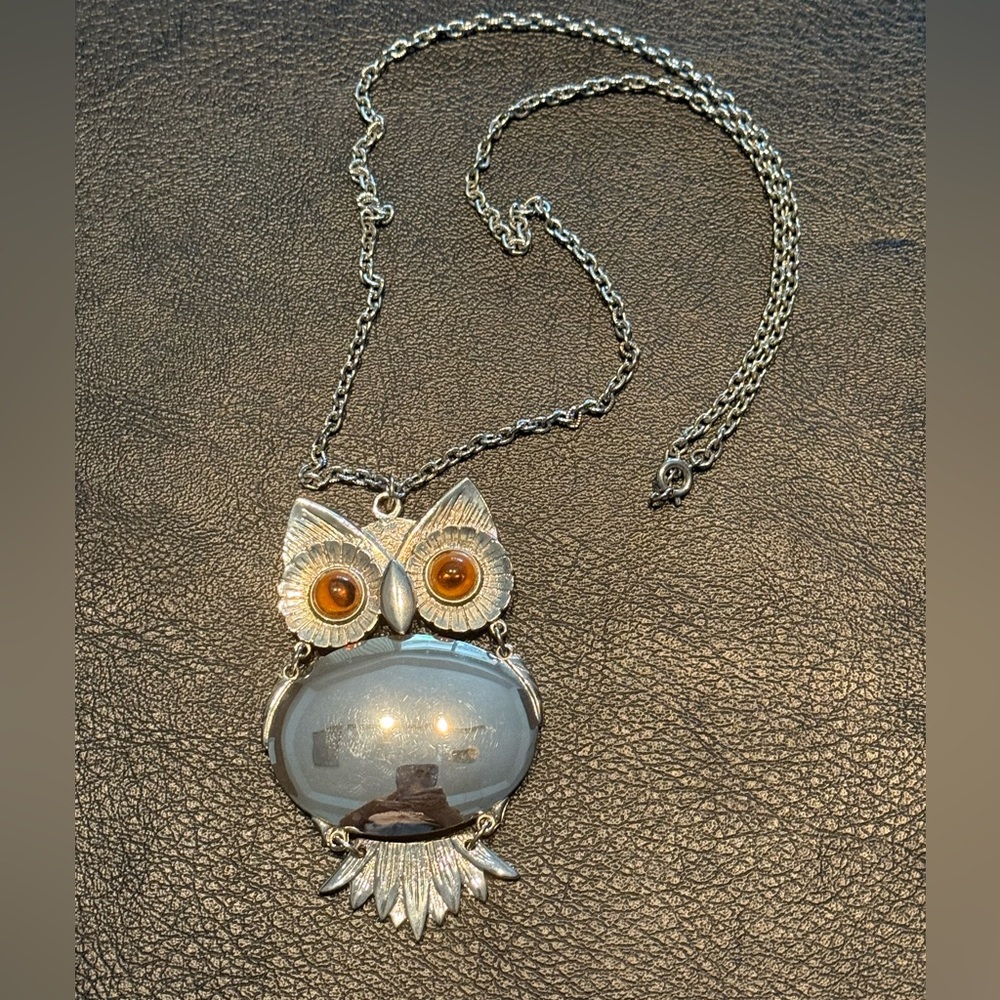 Silver and Gold Owl Pendant Necklace